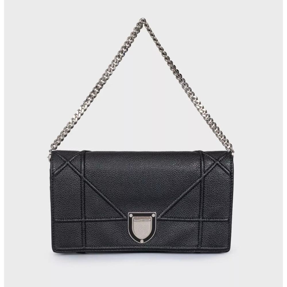 Christian Dior Diorama Black Leather Chain Clutch